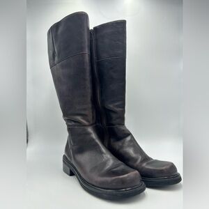 Dark Brown Leather Knee-High Boots